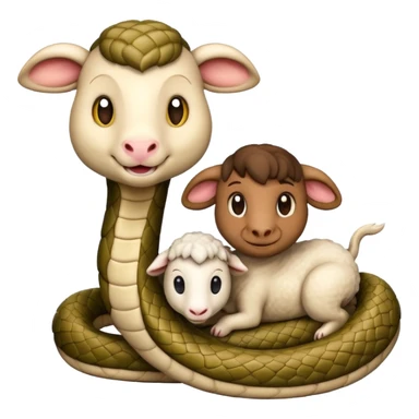 Snake with lamb buddy laughing  sticker