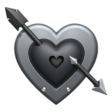 Black heart with cross arrow. Don't use red colour . Use normal Arrow which goes from one side and come out of other  sticker