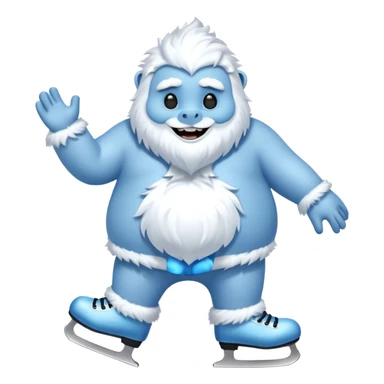 fat blue fur yeti ice skating  sticker