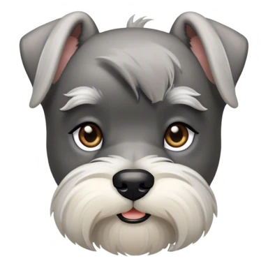 Cinematic Noble Miniature Schnauzer Portrait Emoji, Standing with a proud and stately demeanor, showcasing a sharply defined, salt-and-pepper fur with distinguished eyebrows and a confident, alert expression, simplified yet exquisitely detailed, glowing with a refined, dignified radiance, high shine, exuding intelligence and classic noble charm, soft glowing outline, capturing the essence of a noble Miniature Schnauzer that commands attention with effortless style! sticker