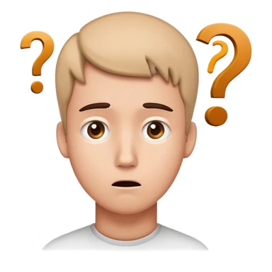 A confused face with question marks around the head sticker