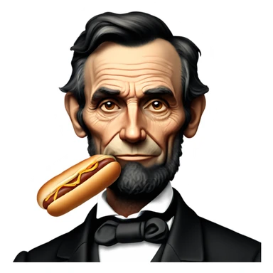 Abraham Lincoln with a hot dog for a nose  sticker
