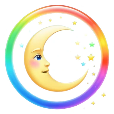 Rainbow halo moon sticker