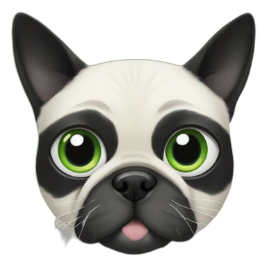 black and white cat and green eyes with pug sticker