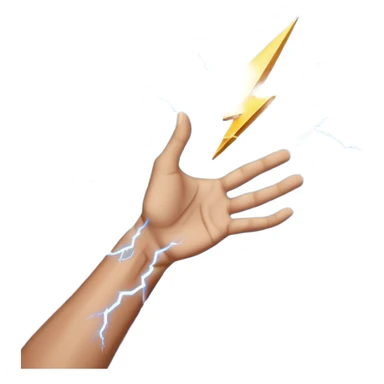 Hand catching a lightning bolt mid-air sticker