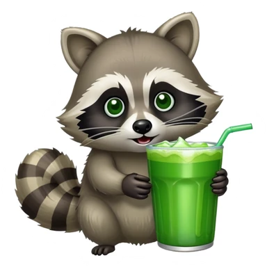 raccoon drinking a monster drink sticker