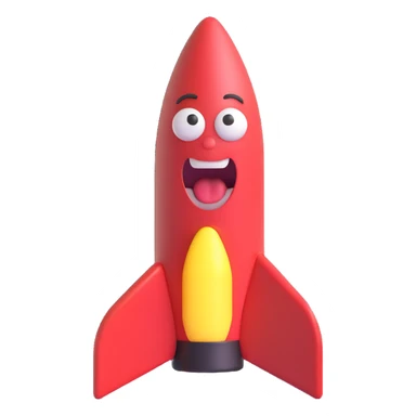 rocket man with a screaming face and farting, 3D emoji style sticker