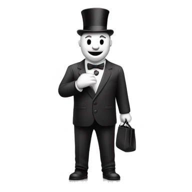 A monopoly man holding a money bag black and white style sticker