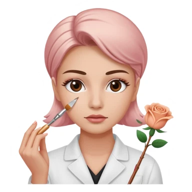 Esthéticienne concentrée brossant un sourcil avec un spoolie rose gold sticker