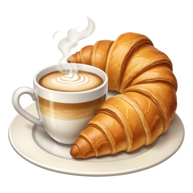 Croissant and capuccino breakfast sticker