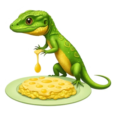 lizard eating omelette sticker