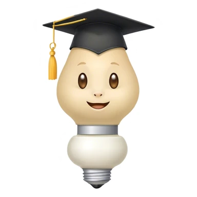 bulb smiling with graduation hat and diploma in claws sticker
