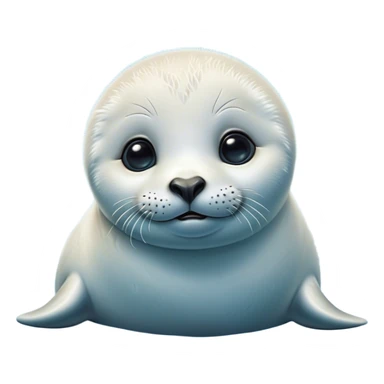 Cinematic Comical Baby Seal Portrait Emoji, Head tilted dramatically with an exaggeratedly surprised expression, featuring a round, plump body with wide, comically expressive eyes and a quirky, puckered face, Simplified yet hilariously expressive features, highly detailed, glowing with a slightly sassy polar glow, high shine, dramatic yet playful, stylized with an air of cheeky arctic mischief, soft glowing outline, capturing the essence of a meme-worthy baby seal that looks ready to give a playful side-eye into viral fame! sticker