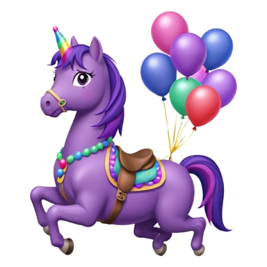 twillight sparkle mlp holding colorful balloons tied to its saddle, looking cheerful. sticker