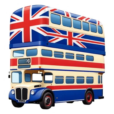 Union Jack flag, double decker bus, spice girls sticker