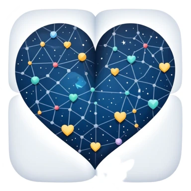 Celestial folded map with constellation heart patterns connecting like stars, cosmic exploration of love and attraction sticker