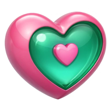 emerald heart with one mini pink heart inside of it  sticker