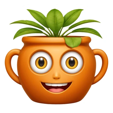 Plant pot with big bulging eyes. smile has a gold tooth.  sticker