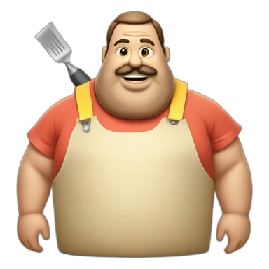 big fat man portuguese with burger and trowel sticker