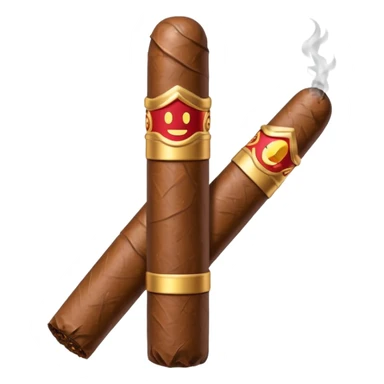 Emoji-style cigar icon, dark brown wrapper, subtle smoke, minimalistic, clean silhouette, metal details, no gold details sticker