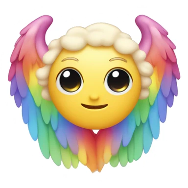 Rainbow heart with angel wings and kawaii face sticker