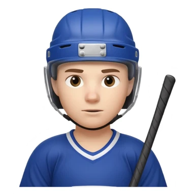 ice hockey player portrait, head and shoulders only, wearing hockey helmet with visor, team jersey collar, holding hockey stick near shoulder, focused competitive expression, 3D cartoon style, mobile game icon style, clean background, no text, no watermark

 sticker