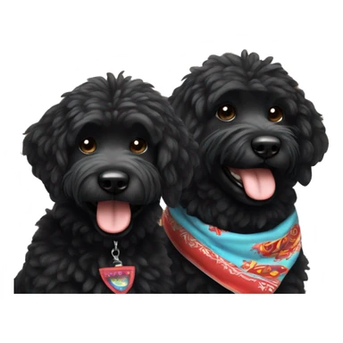 2 BLACK Groodles with a big smile. Also with a bandanna around its neck. Both Dogs need to be all black fur sticker