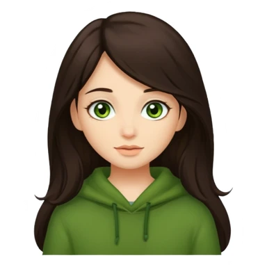 Cozy girl long dark brown hair and green/ hazel eyes sticker
