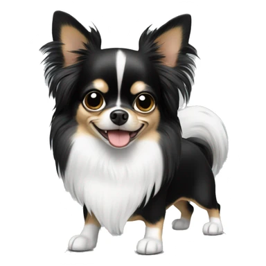 Black and white long-haired Chihuahua sticker