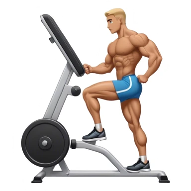 side-view bodybuilder using gym calf-raise machine sticker