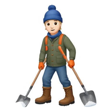 Man wearing boots and a toque shoveling snow in his driveway sticker