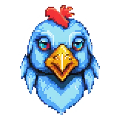 ultra-minimal blocky Minecraft chicken head emoji with one large colorful square pixel, perfectly square, extremely simple, abstract, playful, childlike sticker