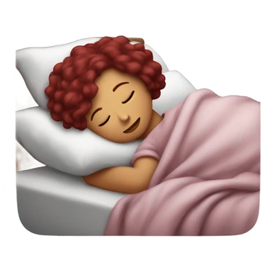 Burgundy haired girl sleeping in bed sticker