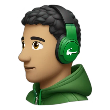 Lacoste headphone latin guy with black windbreaker sticker