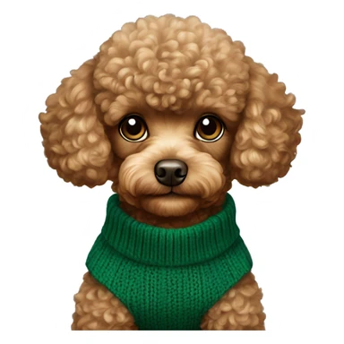 Red toy poodle wearing emerald green sweater sticker