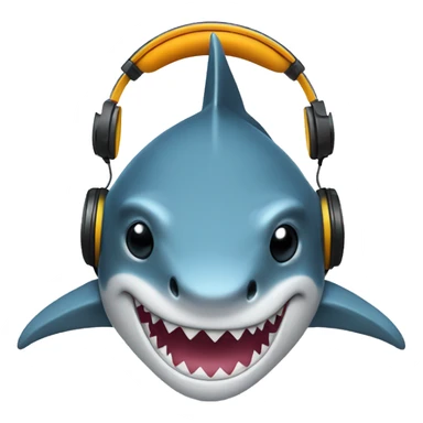 shark with headphones sticker