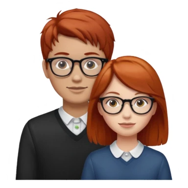 Red headed girl with glasses and brown haired boy sticker