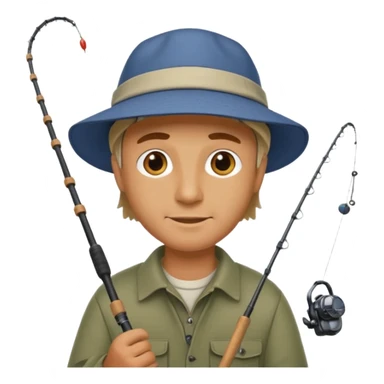 a man holding a fishing rod sticker