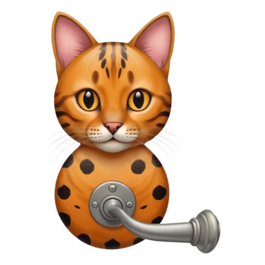 A bobtailed bengal turning a doorknob sticker