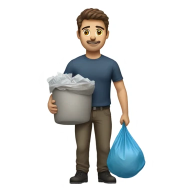 Brown hair man with garbage bag sticker