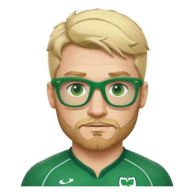 irish rugby player with blond stubble and green glasses sticker