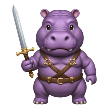 hippo with sword strapped to his front sticker