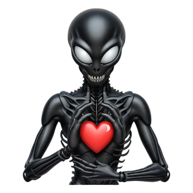 black xenomorph from the movie Alien making heart sign sticker