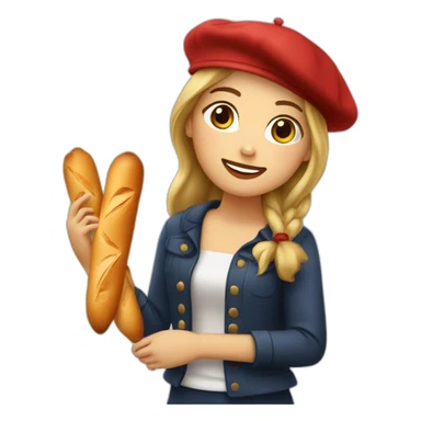 french-girl-with-baguette-and-beret sticker