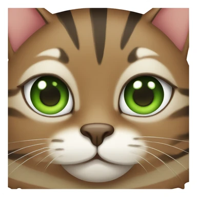 A fat brown striped cat with big green eyes sticker