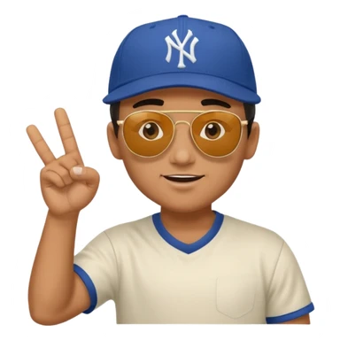 Cool hip guy with NY baseball cap and sunglasses flipping someone off sticker