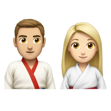 Man with brown hair, and  blonde girl in kimono judo sticker