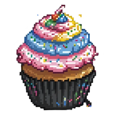 cupcake with pink frosting and rainbow sprinkles sticker
