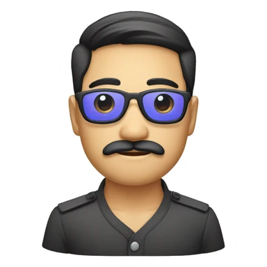 homme asiatique  drapeau thailande yeux en amande avec une moustache et un bouc et des lunette transparante  sticker