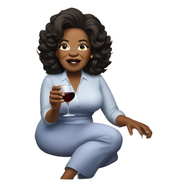 Oprah Winfrey mad and drinking a bottle of wine while watching TV sticker